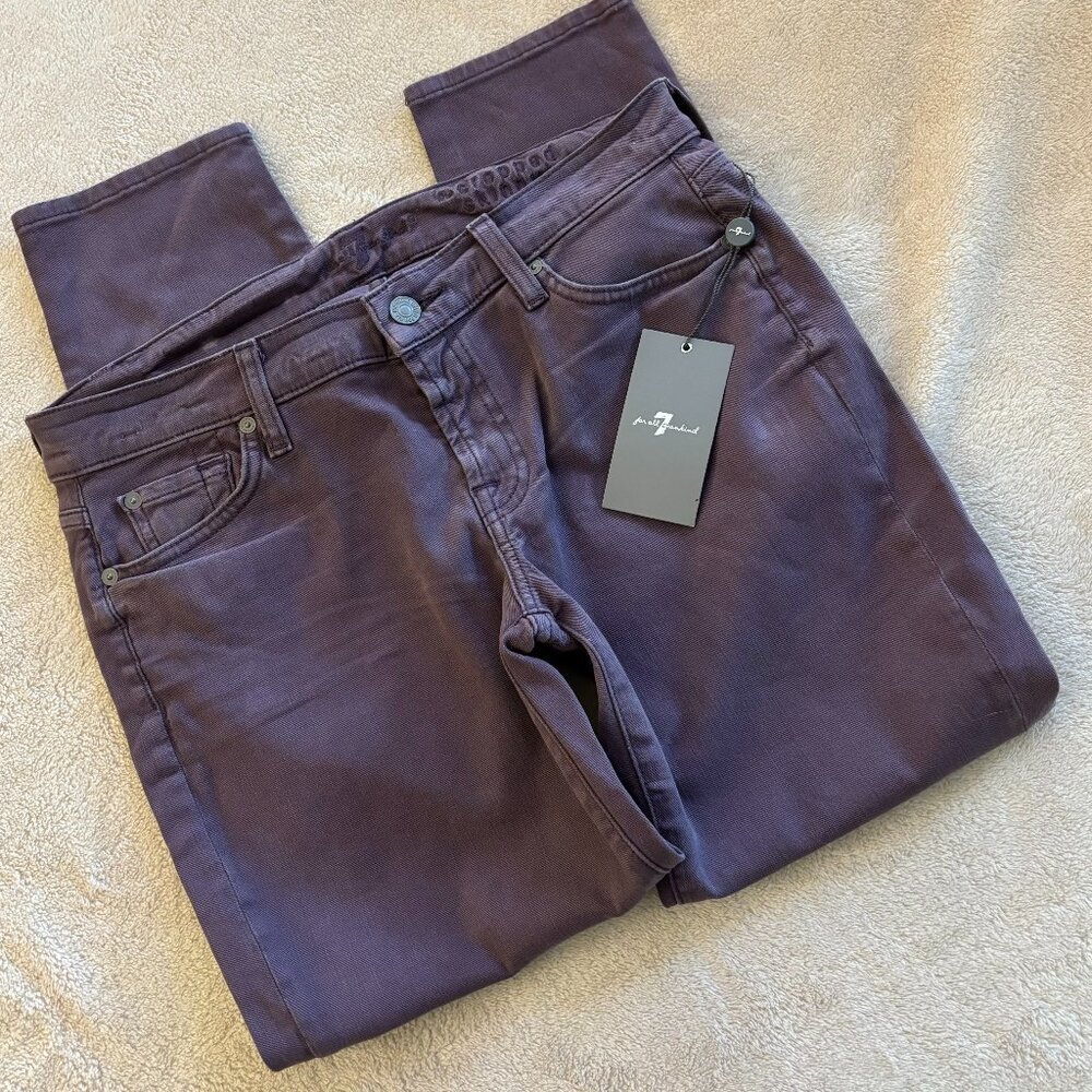7 FOR ALL MANKIND Cropped Skinny Mid-Rise Jeans Size 30 in color Flint Brown
